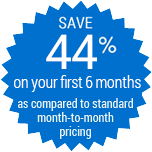 save 44% on your first year as compared to standard month to month pricing